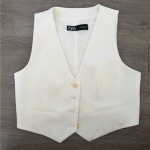 Zara Cream Buttoned Vest